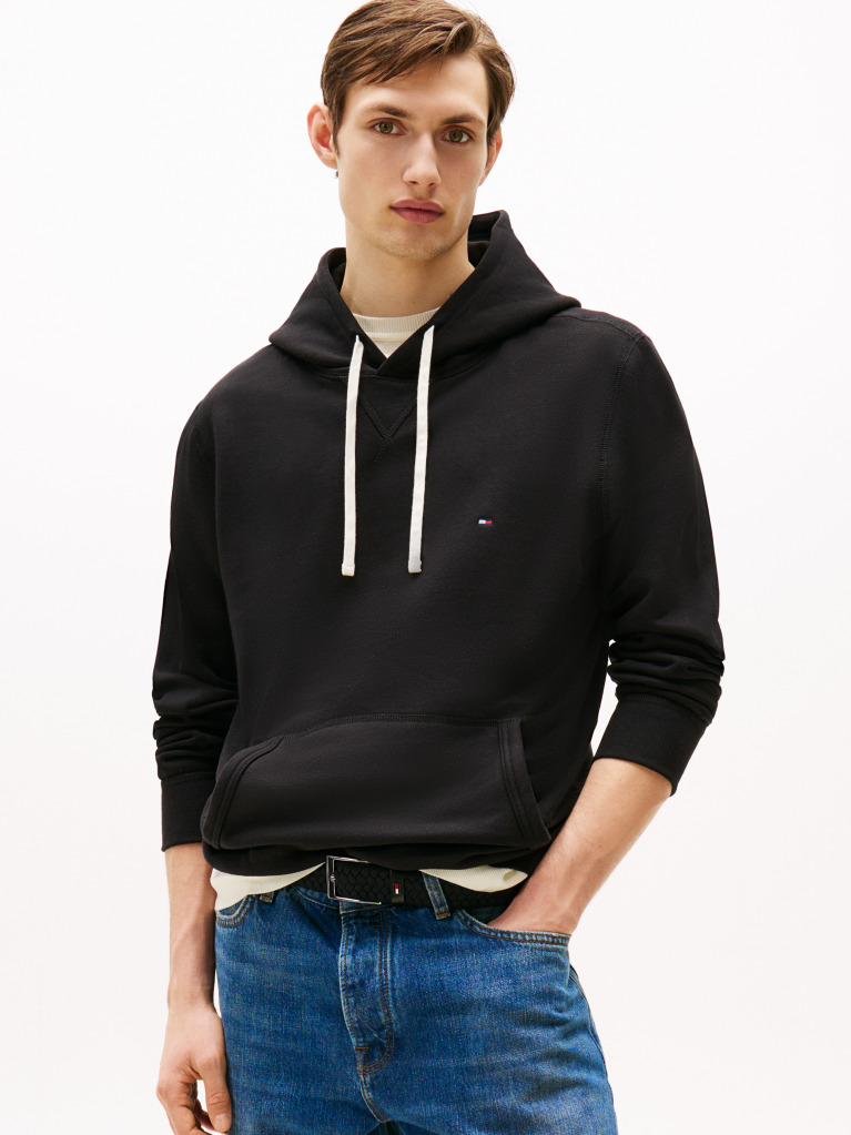 Negru Hanorac Fleece Cu Guga Cu Snur  Barbati