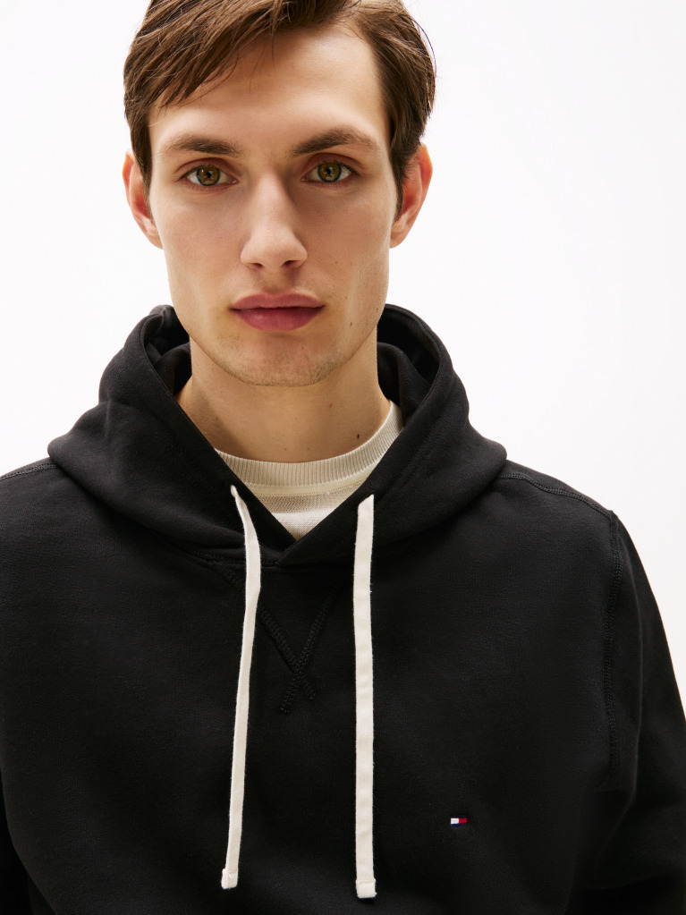 Negru Hanorac Fleece Cu Guga Cu Snur  Barbati