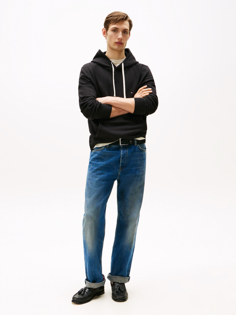 Negru Hanorac Fleece Cu Guga Cu Snur  Barbati