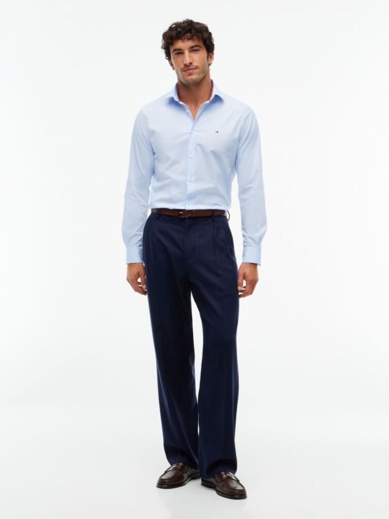 Blue Camasa Flex Slim Fit Din Poplin   Barbati
