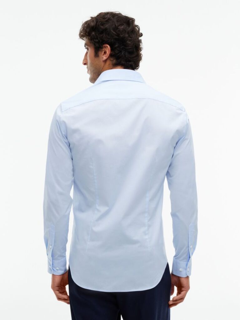 Blue Camasa Flex Slim Fit Din Poplin   Barbati
