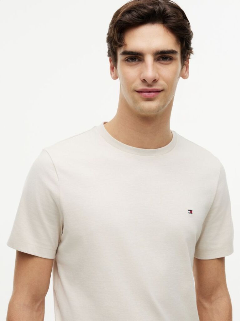 Beige Flag Embroidery T-Shirt  Men
