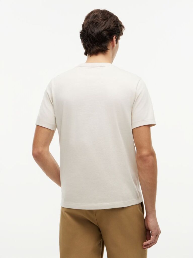 Beige Flag Embroidery T-Shirt  Men
