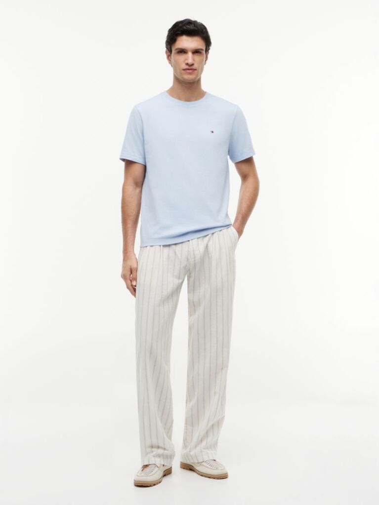 Blue Tricou Cu Broderie Steag  Barbati