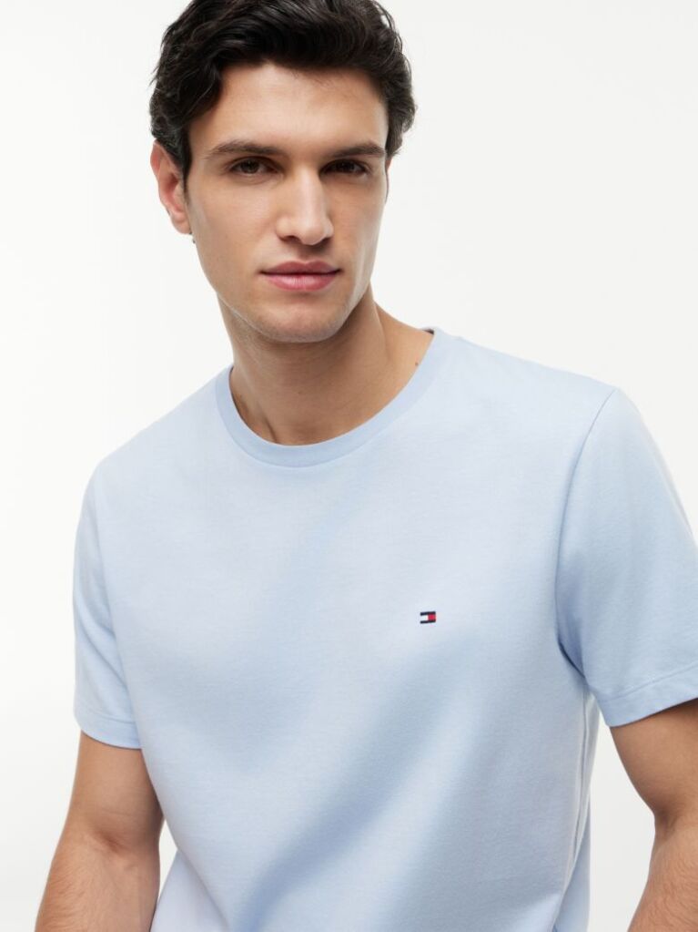 Blue Tricou Cu Broderie Steag  Barbati
