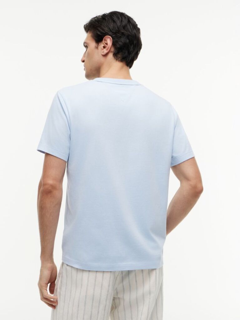 Blue Tricou Cu Broderie Steag  Barbati
