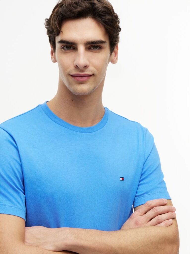 Blue Tricou Cu Broderie Steag  Barbati