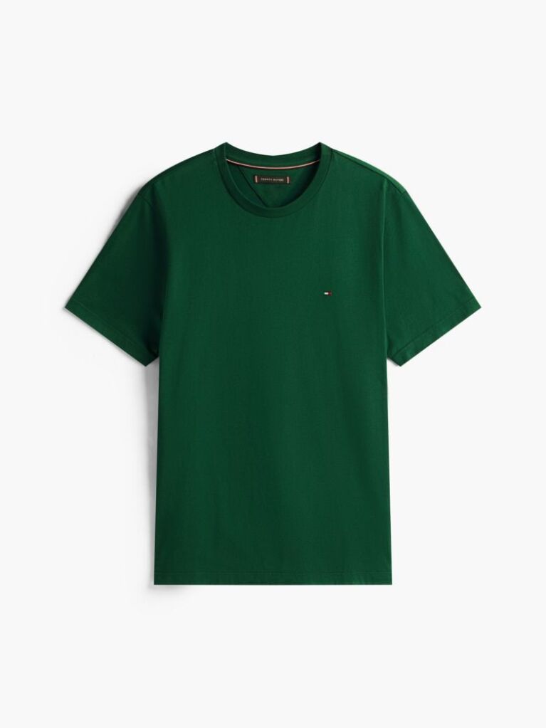 Verde Tricou Cu Broderie Steag  Barbati