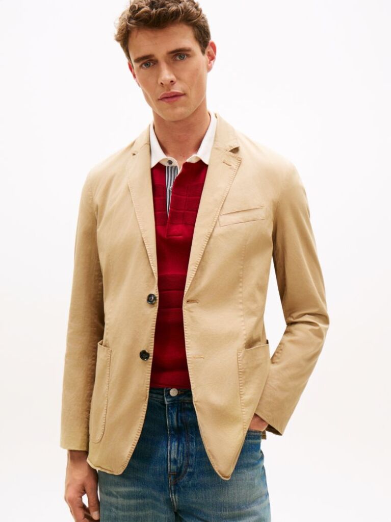 Bej Blazer Smart Casual Spalat Cu Croiala Regular   Barbati