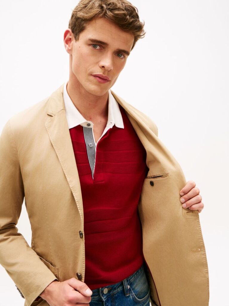 Bej Blazer Smart Casual Spalat Cu Croiala Regular   Barbati