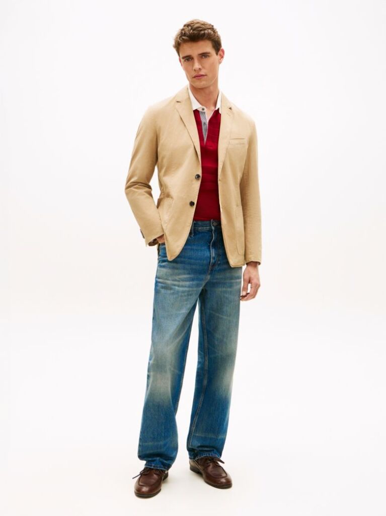 Bej Blazer Smart Casual Spalat Cu Croiala Regular   Barbati