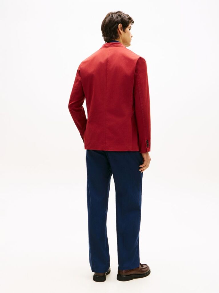 Red Smart Casual Washed Regular Fit Blazer  Men