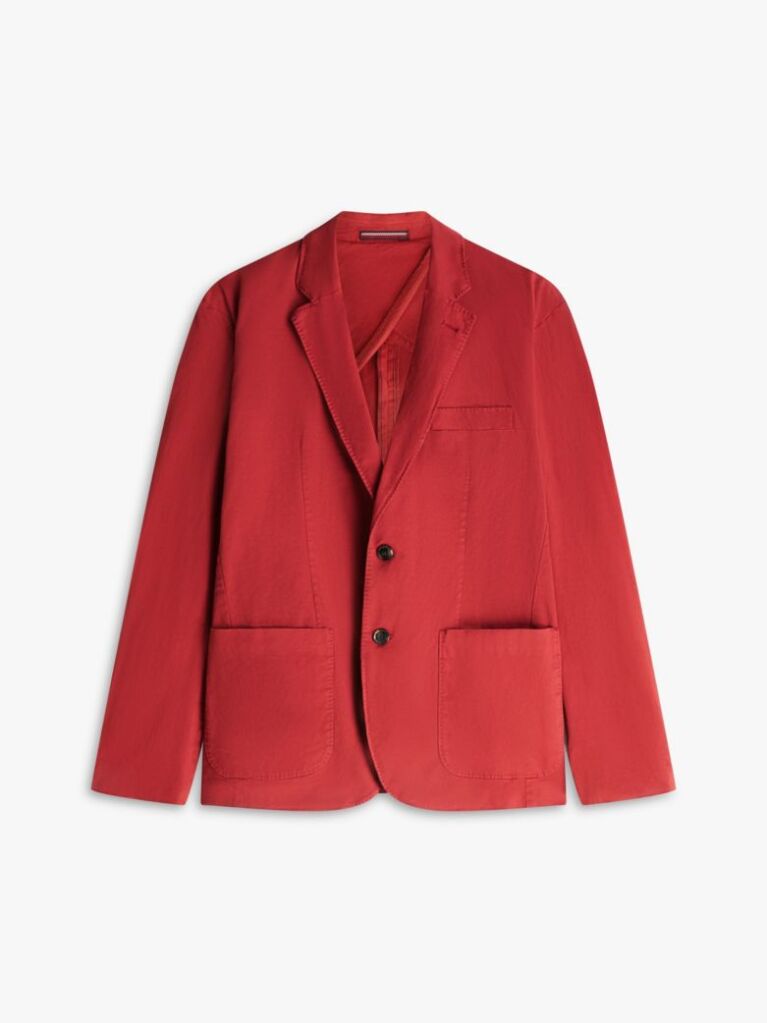 Red Smart Casual Washed Regular Fit Blazer  Men