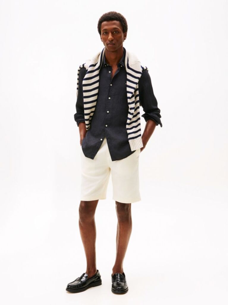 Black Regular Fit Washed Pure Linen Shirt  Men