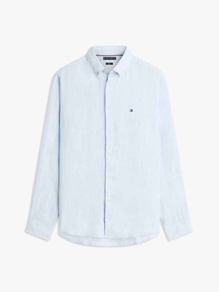 Blue Regular Fit Washed Pure Linen Shirt  Men