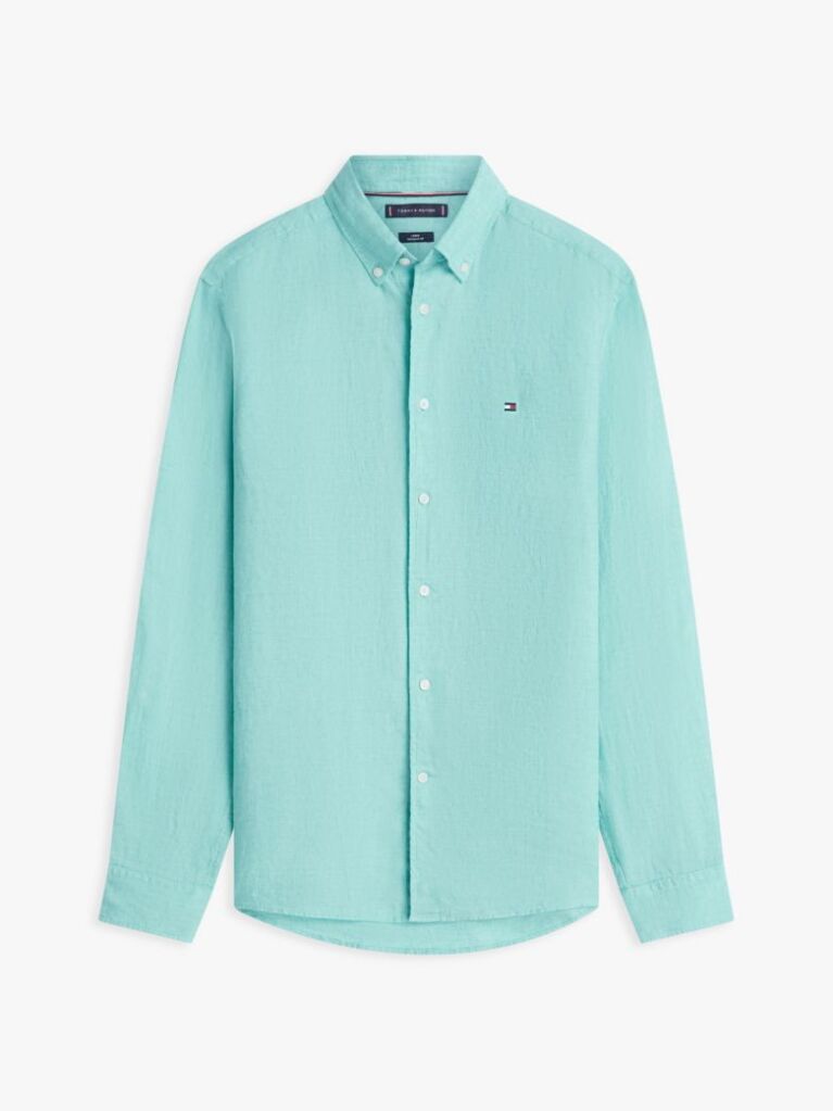 Blue Camasa Din In Pur Pique Washed Cu Croiala Regular  Barbati