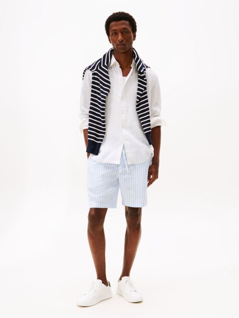 White Regular Fit Washed Pure Linen Shirt  Men