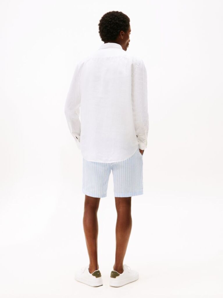 White Regular Fit Washed Pure Linen Shirt  Men