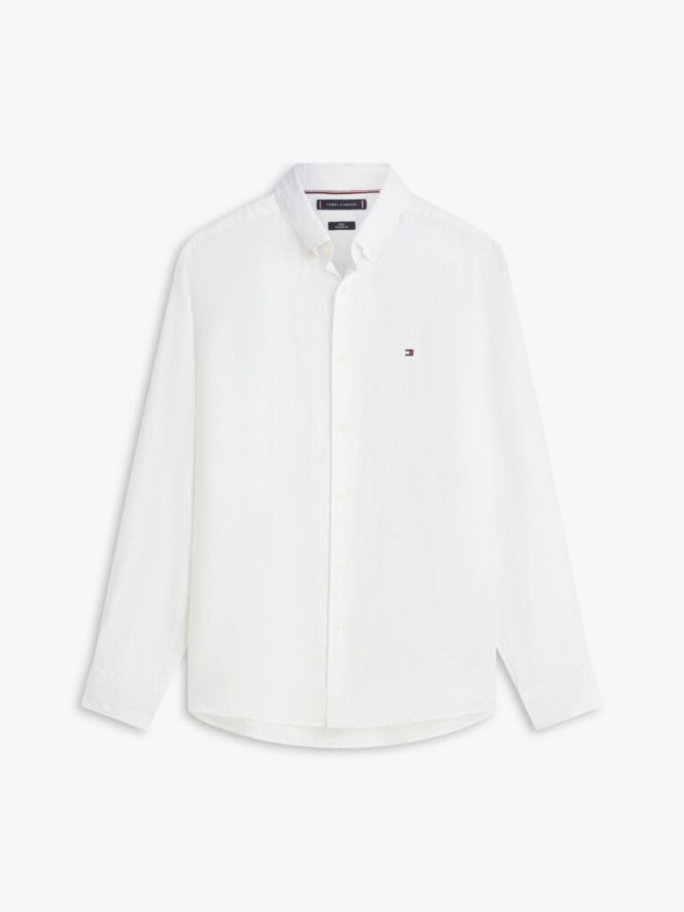 White Regular Fit Washed Pure Linen Shirt  Men