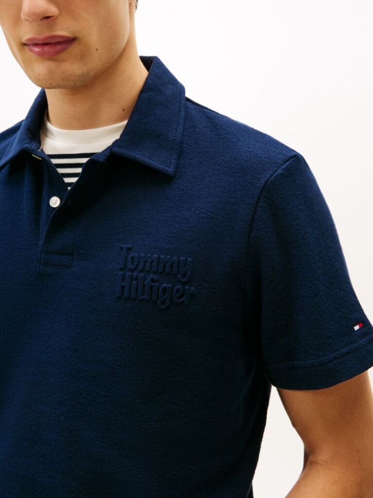 Blue Polo Cu Croiala Regular Si Logo  Barbati