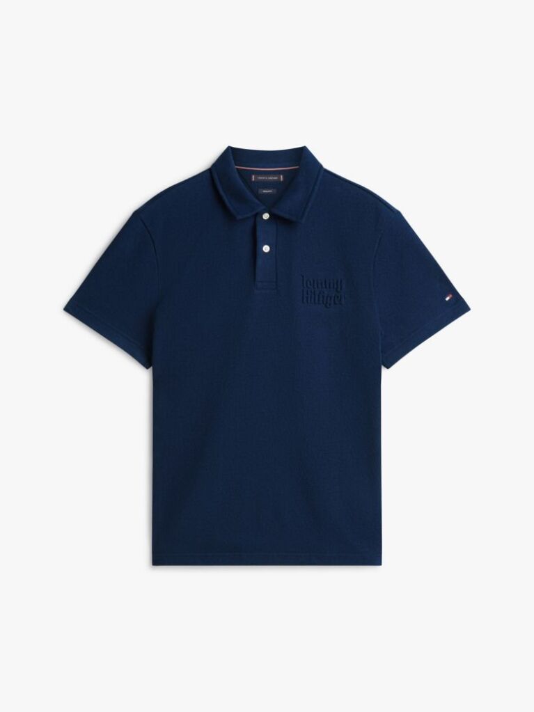 Blue Polo Cu Croiala Regular Si Logo  Barbati