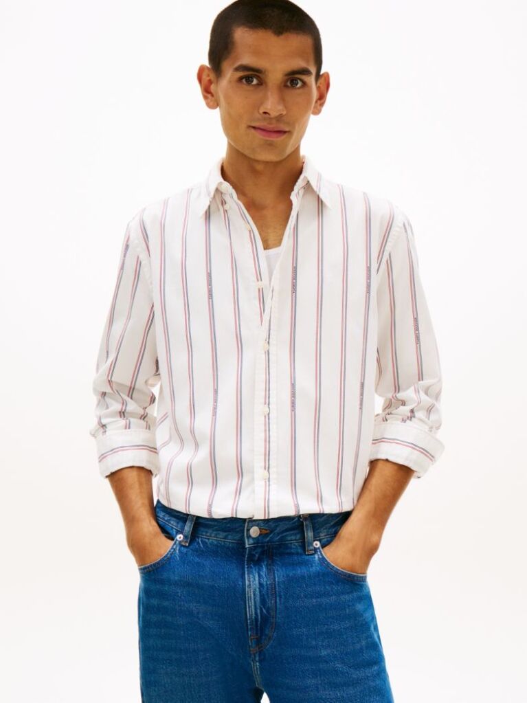 Multi Camasa Jacquard Cu Dungi Si Croiala Regular  Barbati