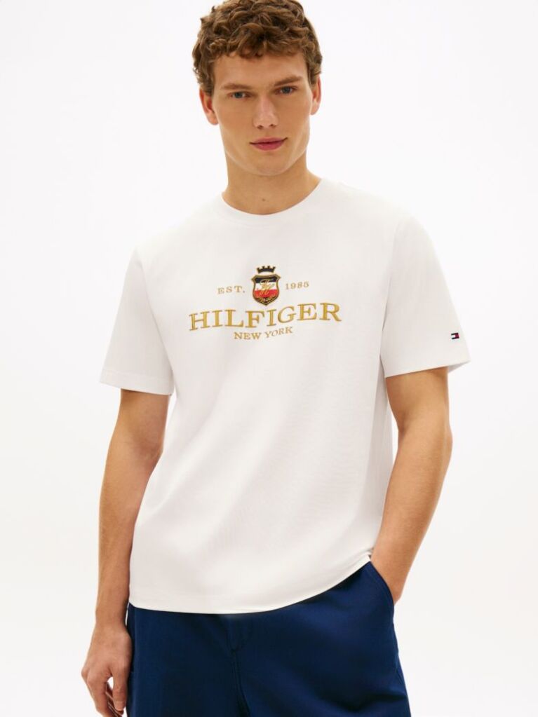 White Performance Logo Embroidery T-Shirt  Men