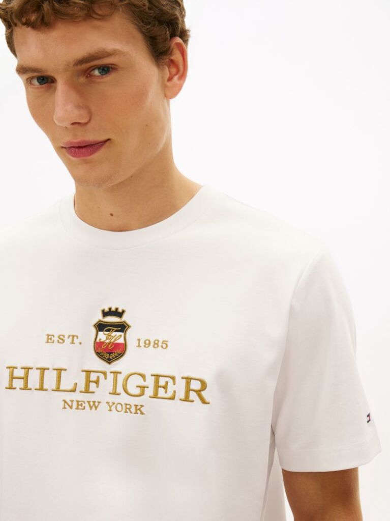 White Performance Logo Embroidery T-Shirt  Men