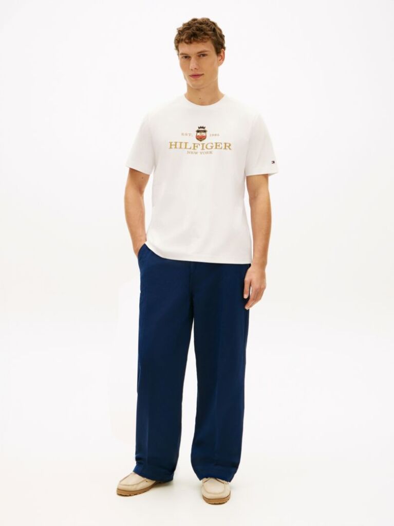 White Performance Logo Embroidery T-Shirt  Men