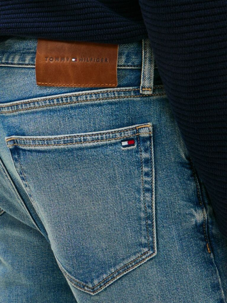 Blue Denton Faded Slim Straight Leg Jeans  Men