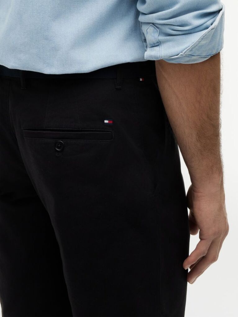 Negru Denton Pantaloni Scurti Twill Cu Croiala Slim Si Curea 9.5"  Barbati