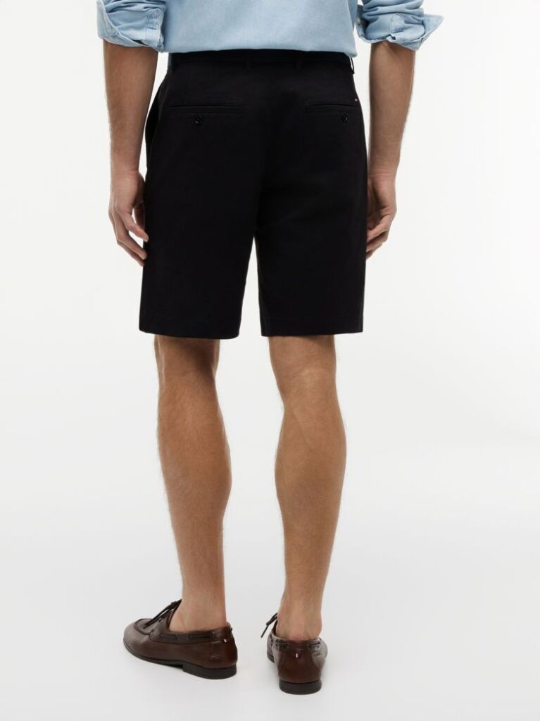 Negru Denton Pantaloni Scurti Twill Cu Croiala Slim Si Curea 9.5"  Barbati