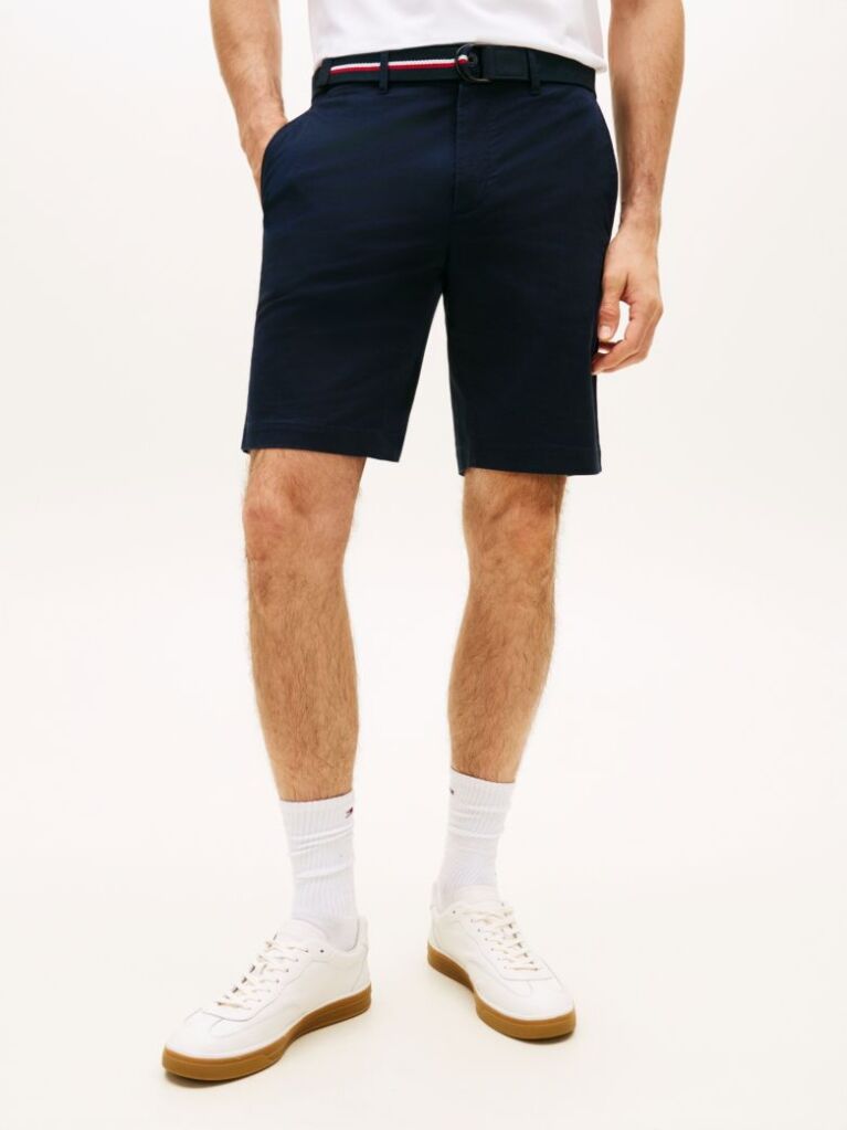 Blue Denton Pantaloni Scurti Twill Cu Croiala Slim Si Curea 9.5"  Barbati