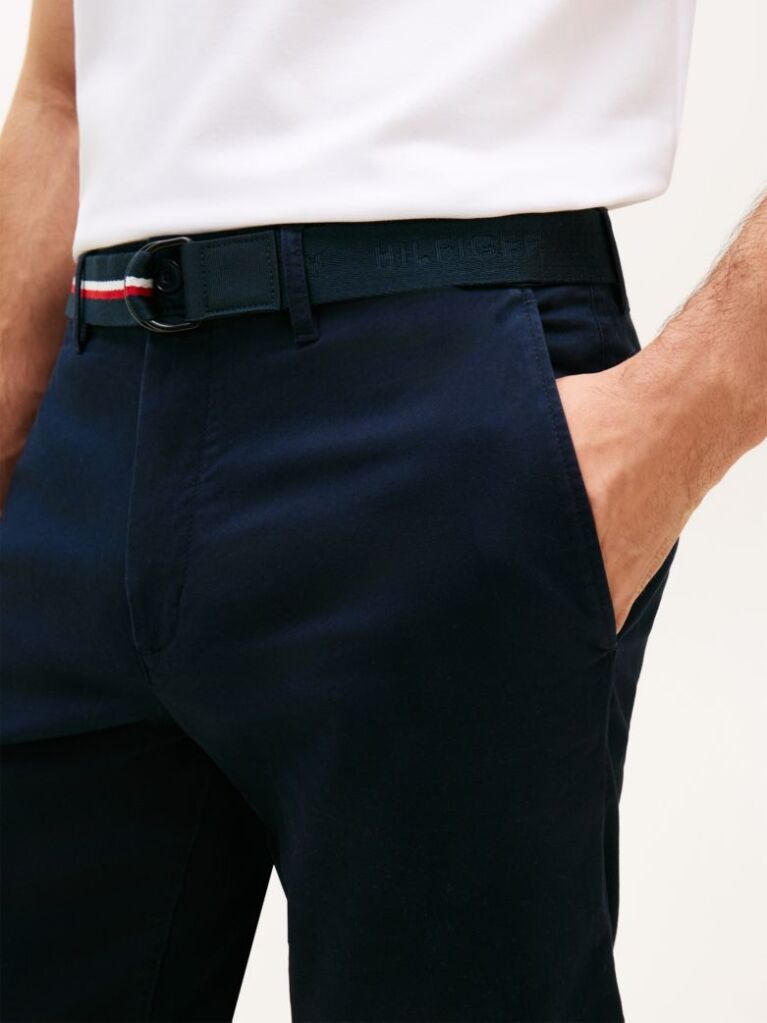 Blue Denton Pantaloni Scurti Twill Cu Croiala Slim Si Curea 9.5"  Barbati