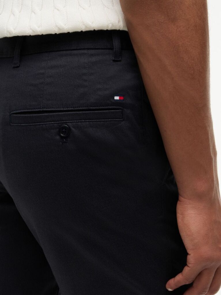 Blue Pantaloni Scurti Chino Denton Slim Cu Imprimeu Si Inseam De 9,5"  Barbati