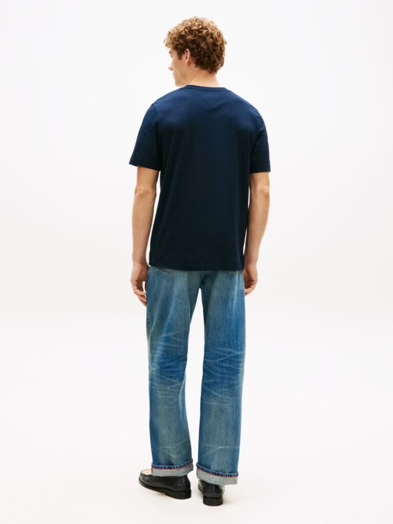 Blue Tricou Cu Guler Rotund Si Logo Jersey  Barbati
