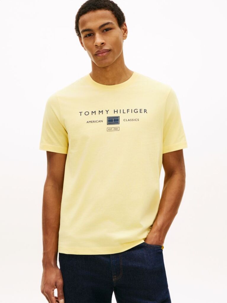 Galben Tricou Cu Logo Jersey  Barbati