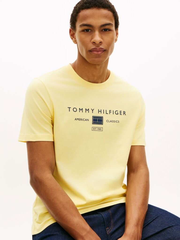 Galben Tricou Cu Logo Jersey  Barbati