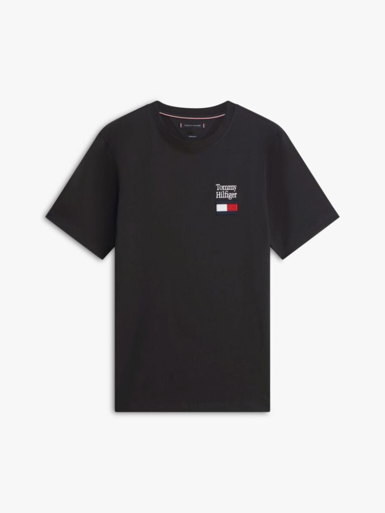 Black Logo Embroidery Jersey Crew Neck T-Shirt  Men