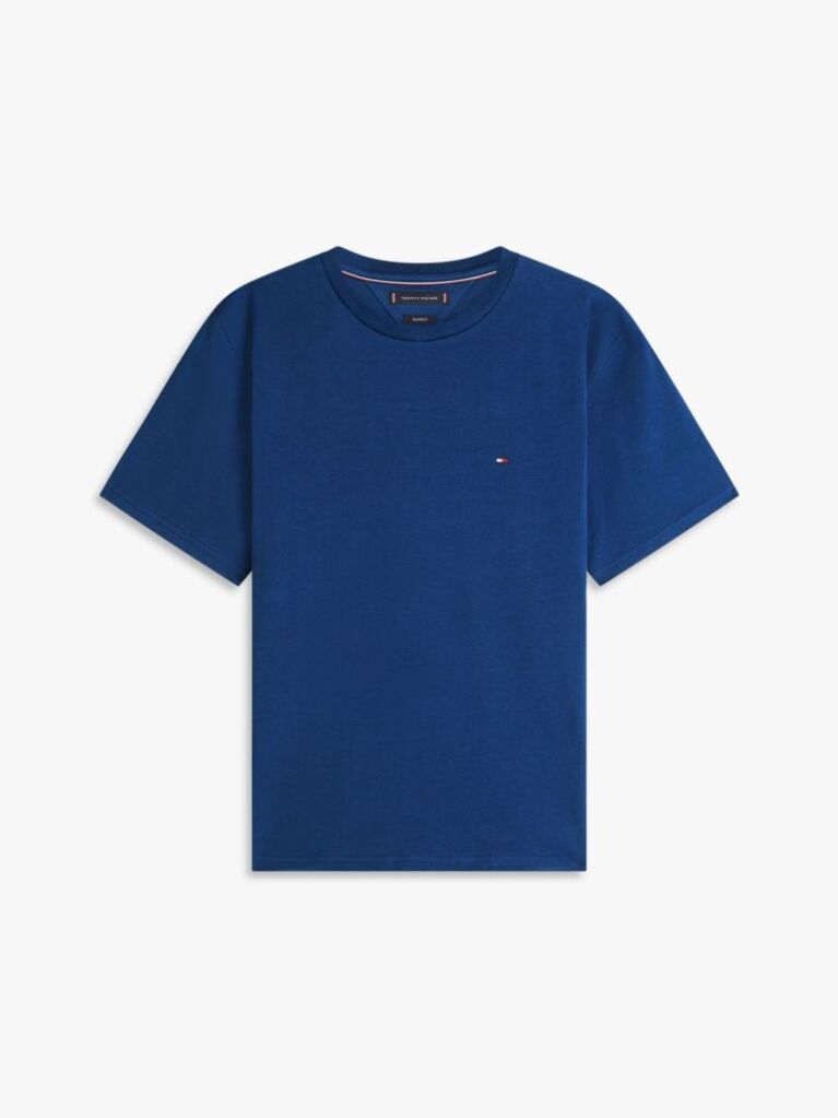 Blue Tricou Relaxat Din Jersey Cu Steag Brodat  Barbati