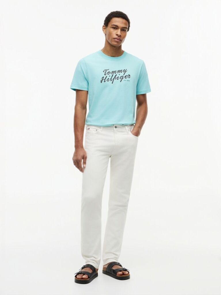 Blue Logo Graphic Crew Neck T-Shirt  Men