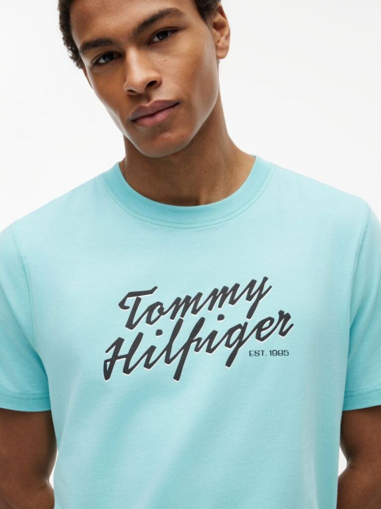Blue Logo Graphic Crew Neck T-Shirt  Men