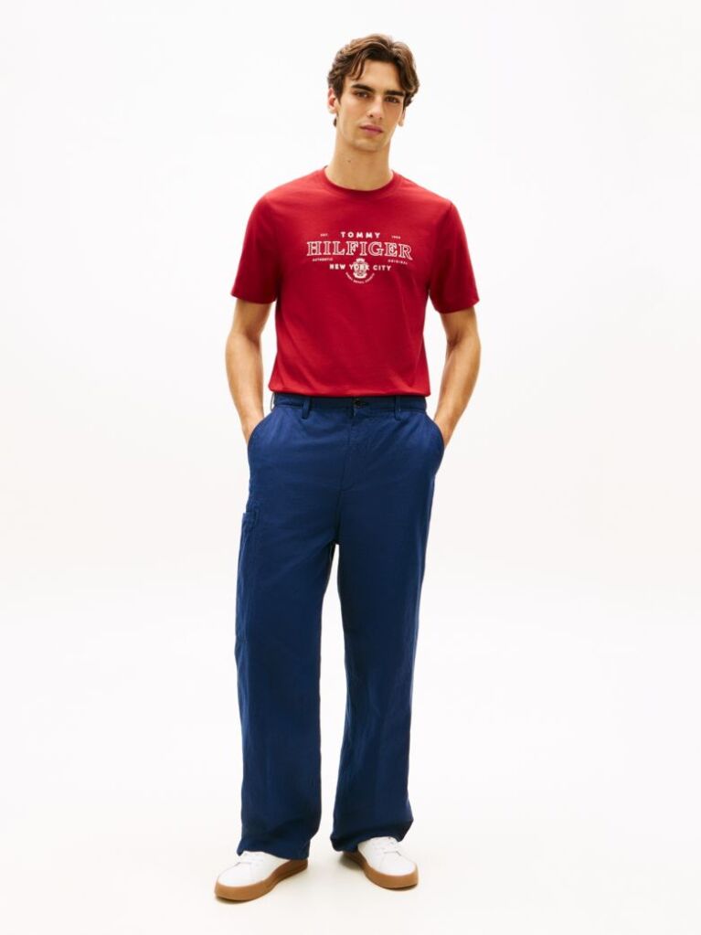 Rosu Tricou Cu Guler Rotund Heritage Graphic  Barbati