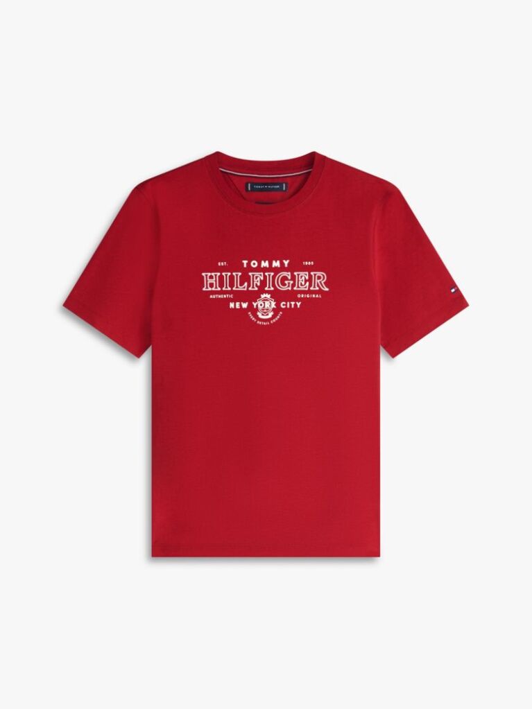 Rosu Tricou Cu Guler Rotund Heritage Graphic  Barbati