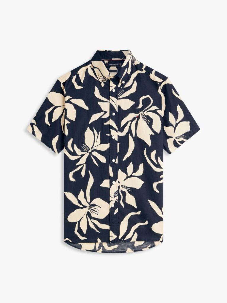 Multi Regular Fit Linen Blend Short Sleeve Shirt  Men