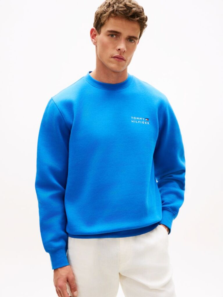 Blue Sweatshirt Terry Cu Logo Brodat  Barbati