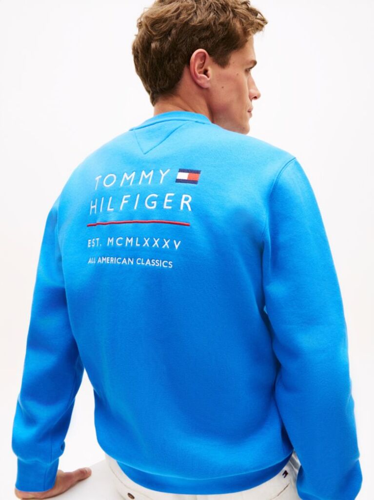 Blue Sweatshirt Terry Cu Logo Brodat  Barbati