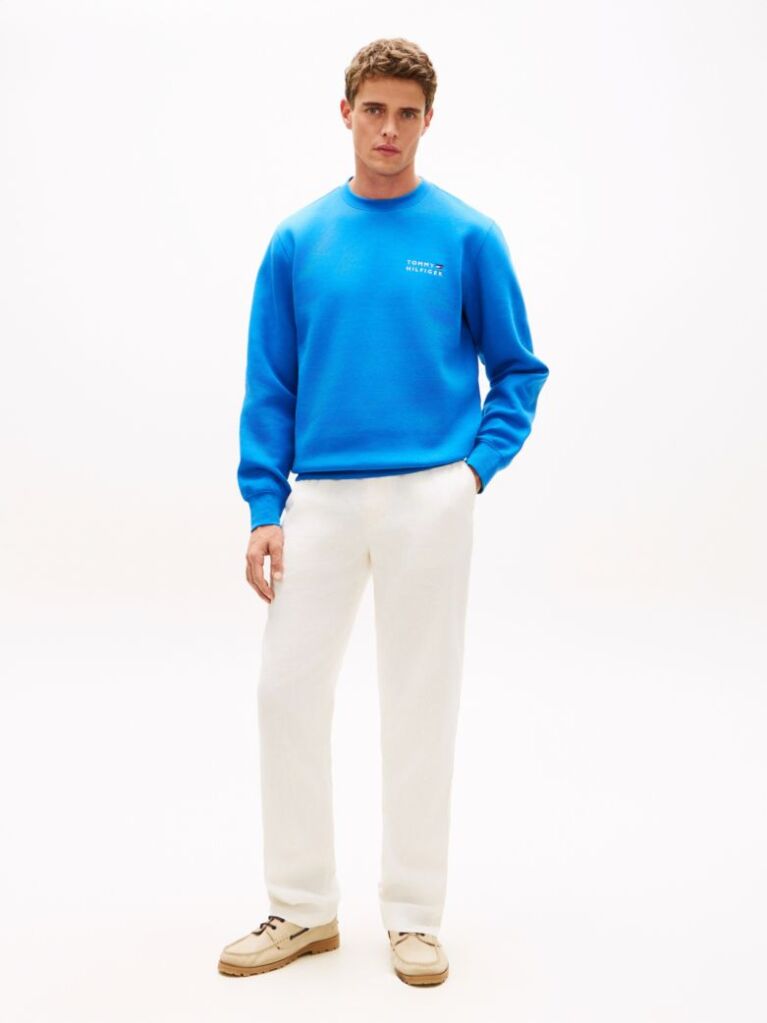 Blue Sweatshirt Terry Cu Logo Brodat  Barbati