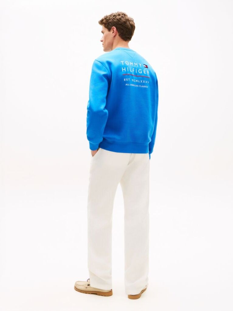 Blue Sweatshirt Terry Cu Logo Brodat  Barbati