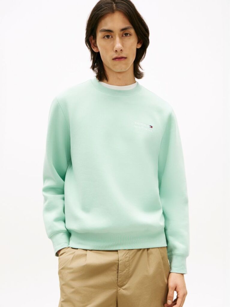 Green Logo Embroidery Terry Sweatshirt  Men